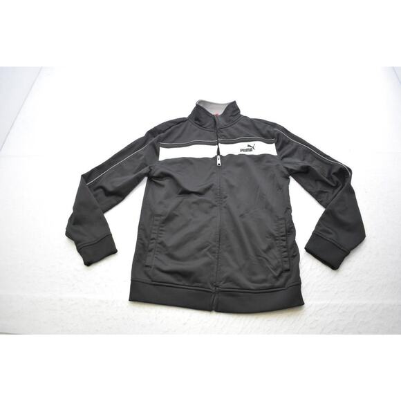 Puma Track Jacket Full Zip Black Long Sleeve Athletic Sweater Boys Size Large - Picture 1 of 7